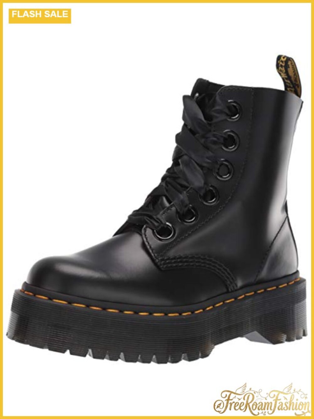 Dr. Martens Molly Leather Platform Ankle Boot — Buttero, Round Toe,